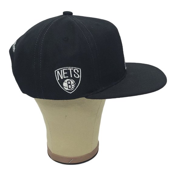 Brooklyn Nets Basketball Flat Brim Snapback Cap Trucker Baseball Mitchell Ness - Picture 7 of 12